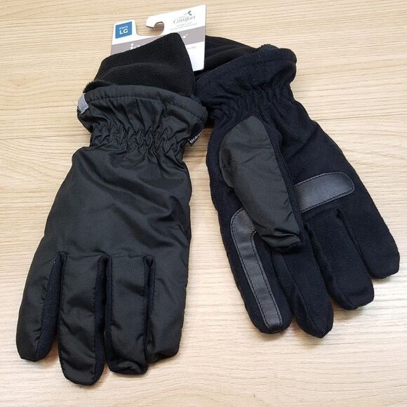 ISOTONER Gloves Mens Large Black Over the Wrist Lined Touchscreen Water Repel - Picture 1 of 6
